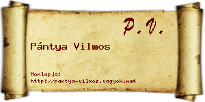 Pántya Vilmos névjegykártya